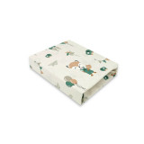 Cearceaf cu elastic, Qmini, Pentru patut 140X70 cm, Din bumbac certificat Oeko Tex Standard 100, Fox and Rabbit, Beige