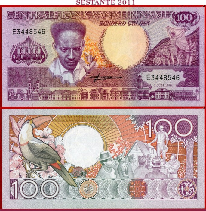 !!! SURINAM - 100 GULDENI 1986 - P 133 a1 - UNC