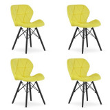 Set 4 scaune stil scandinav, Artool, Lago Velvet, catifea, lemn, galben si negru, 47x52x73.5 cm GartenVIP DiyLine
