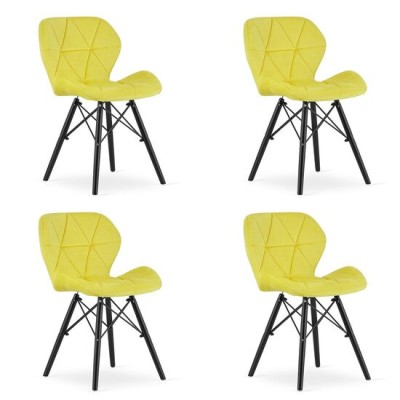Set 4 scaune stil scandinav, Artool, Lago Velvet, catifea, lemn, galben si negru, 47x52x73.5 cm GartenVIP DiyLine foto