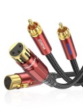 Cablu SOUNDFAM XLR la RCA 2M, cablu premium de conexiune audio cu 2 mufe XLR feminine la 2 mufe RCA masculine