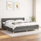 vidaXL Pat box spring cu saltea, gri &icirc;nchis, 200x200 cm, textil