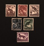 Set 6 Timbre Australia 1959-1964 Faună Autohtonă Tigru Tasmanian Ornitorinc Cangur Numbat Neștampilate / Ștampilate - A992