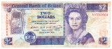 Bancnota Belize 2 Dolari 1990 P-52 Seria 592868