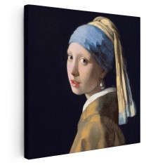 Tablou pictura Fata cu cercel de perla de Vermeer 2040 Tablou canvas pe panza CU RAMA 30x30 cm