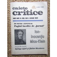 CAIETE CRITICE REVISTA DE CRITICA TEORIE SI INFORMATIE LITERARA NR. 4 , 1993