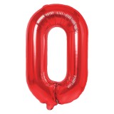 Balon folie metalizata litera o, flippy, 40 cm, umflati cu heliu sau aer, ambalaj individual, pai inclus, rosu