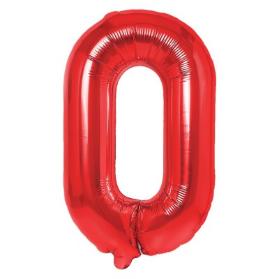 Balon folie metalizata litera o, flippy, 40 cm, umflati cu heliu sau aer, ambalaj individual, pai inclus, rosu foto