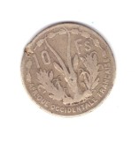 Moneda Africa de Vest franceza 10 francs/franci 1956, uzata, ciupita