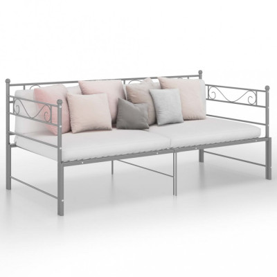 vidaXL Cadru pat canapea extensibilă, gri, 90x200 cm, metal foto