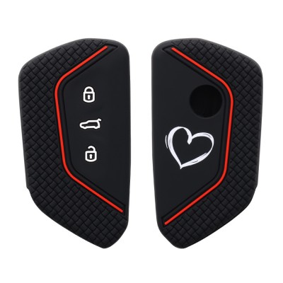 Husa Cheie Auto pentru VW / Skoda / Seat - 3 Butoane, kwmobile, Silicon, Negru, 52651.06 foto