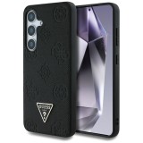 Husa pentru samsung galaxy s25 - guess peony grained hot stamp triangle logo magsafe - black