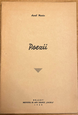 Aurel Marin Poezii 1938 Brasov dedicatie si autograf pt. D.Gherghinescu-Vania foto