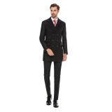 Palton barbati double breasted negru B111, 42, 44, 46, 48, 50, 52, 54, 56, 58
