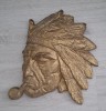 DECOR VECHI PERETE - INDIAN CU PIPA - BRONZ / ALAMA - DIMENSIUNE MARE