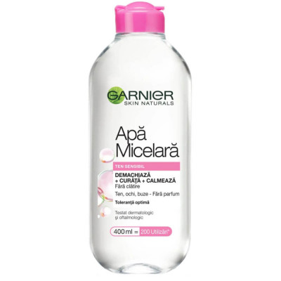 Apa Micelara Ten Sensibil, 400 ml, Garnier Skin Naturals, Apa Micelara pentru Piele Sensibila, Apa Micelara Demachianta, Demachiant Apa Micelara Garni foto