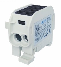 Clema de distributie - derivatie neagra Cu-Al 202A 125A pe sina DIN 1 pol 2 intrari borne (25+35mm &sup2;) si 2 iesiri (25+35mm &sup2;) 1000V AC DC