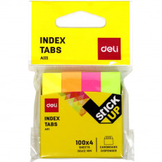 Index Adeziv Hartie, Deli Stick Up, 12x50 mm, Diverse Culori, 400 File, Index Hartie cu Adeziv, Evidentiatoare pentru Carti si Caiete, Sticky Indexuri