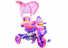 Tricicleta pentru copii cu efecte sonore, ratusca, roz cu mov foto