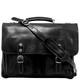 Servieta din piele naturala, port laptop, neagra S143, Geanta, 16&quot;