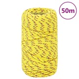vidaXL Fr&acirc;nghie de barcă, galben, 2 mm, 50 m, polipropilenă