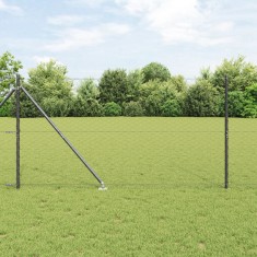 Gard hexagonal vidaXL Gri 1,2x100 m Oțel, St&acirc;lpi de gard vidaXL cu piuliță 13 buc &Oslash;32 mm 140 cm Oțel galvanizat