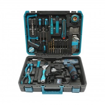 Masina de gaurit si insurubat profesionala cu 2 acumulatori 12V/2.0Ah, scule si unelte 49 piese