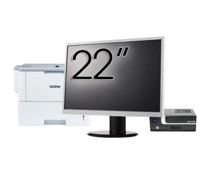 Pachet Calculator Second Hand Terra Mini PC, Intel Core i3-7100 3.90GHz, 8GB DDR4, 256GB SSD + Monitor 22&amp;quot; + Imprimanta Brother HL-L6300DW NewTec
