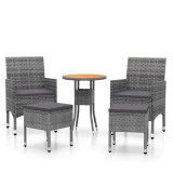 Cumpara ieftin Set mobilier de gradina, 5 piese, gri, poliratan