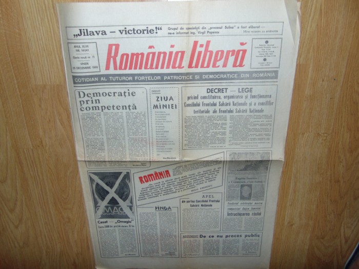 ZIARUL ROMANIA LIBERA 29 DECEMBRIE 1989