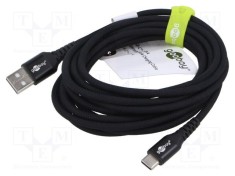 Cablu USB 2.0 Goobay USB A la USB C 3m 0,48Gbps 60W 3A negru