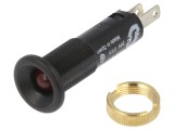 Lampă de control LED roşie, plată, 24V DC, &Oslash;8 mm