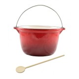 Ceaun fonta emailat, 3 L, cu lingura de lemn, Perfect Home