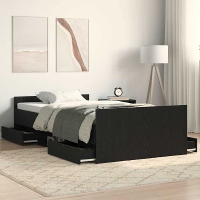 vidaXL Cadru de pat cu sertar Stejar negru 100 x 200 cm Lemn compozit 3329326 foto