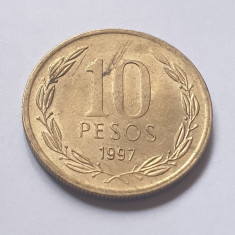 Monedă 10 pesos 1997 Chile, km228.2, Al-bz