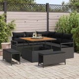 VidaXL Set de canapele pentru grădină cu pernă 8 pcs Negru Rattan poli