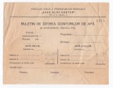 Buletin Citirea Contorilor Apa ani &#039;30 - &#039;40 - Casa Bloc Soutzo din Bucuresti Assan 3 sau Bloc Continental - Toma Caragiu