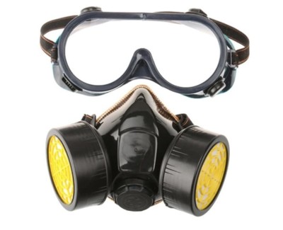 Masca de protectie si ochelari cu 2 filtre de carbon activ, pentru lucru in foto