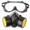 Masca de protectie si ochelari cu 2 filtre de carbon activ, pentru lucru in