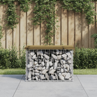 vidaXL Bancă grădină, design gabion, 63x44x42 cm, lemn pin impregnat foto