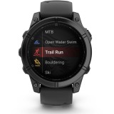 Smartwatch Garmin, fenix E, 47mm, AMOLED, Slate Gray Steel, Black Silicone Band
