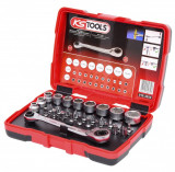 Ks Tools Set Chei Tubulare Drepte Si Set Biti 1/4&amp;quot; 31 Piese 918.3050