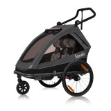 Carucior si remorca bicicleta Lionelo Cama Negru, multifunctional, 1-2 copii, sistem SIQ, protectie solara