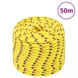 VidaXL Fr&acirc;nghie de barcă, galben, 12 mm, 50 m, polipropilenă