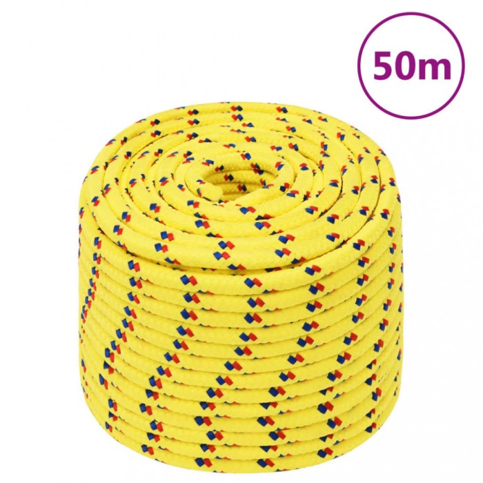 Fr&acirc;nghie de barcă, galben, 12 mm, 50 m, polipropilenă