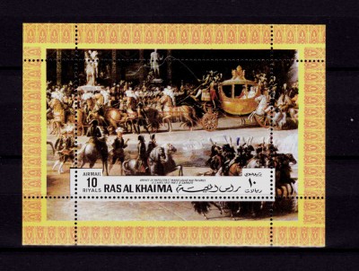 ✅(C45) Ras Al Khaima 1970 &amp;quot;Napoleon si Luise/Tuileries &amp;quot;,colita 95,Mi.CV 15&amp;euro;,MNH foto