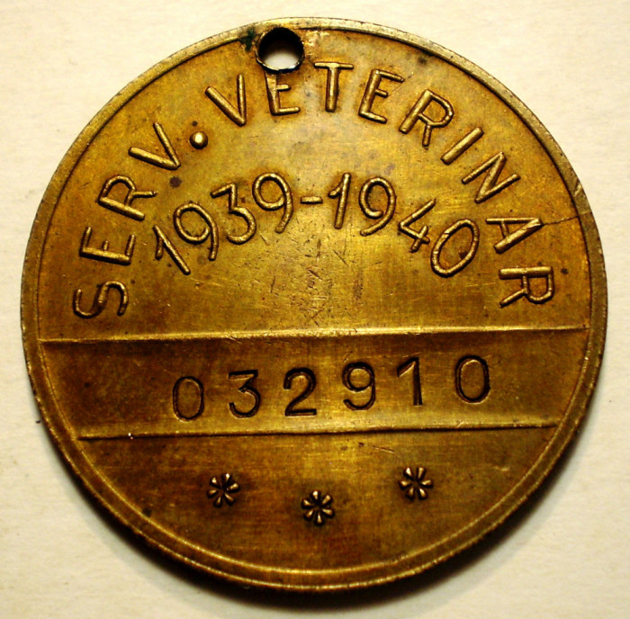 R.173 MEDALIE PRIMARIA BUCURESTI SERVICIUL VETERINAR 1939-1940 30mm