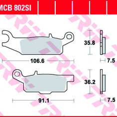 Set placute frana fata dreapta TRW MCB802SI - ATV Yamaha YFM Raptor 250cc - YFM Grizzly (09-11) 550 - YFM Grizzly (07-13) 700cc