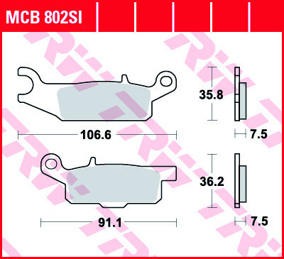 Set placute frana fata dreapta TRW MCB802SI - ATV Yamaha YFM Raptor 250cc - YFM Grizzly (09-11) 550 - YFM Grizzly (07-13) 700cc foto