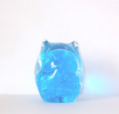 Statueta cristal sommerso cu bule controlate suflata manual - Bufnitza - Mantorp foto
